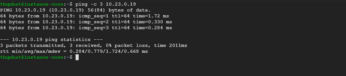 Ping vm using internal IP