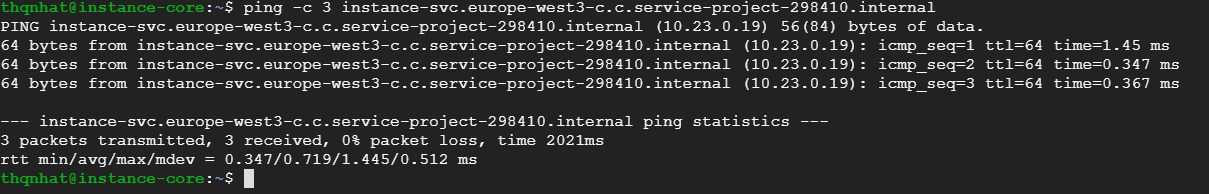 Ping vm using internal DNS