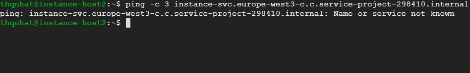 Ping vm using internal DNS