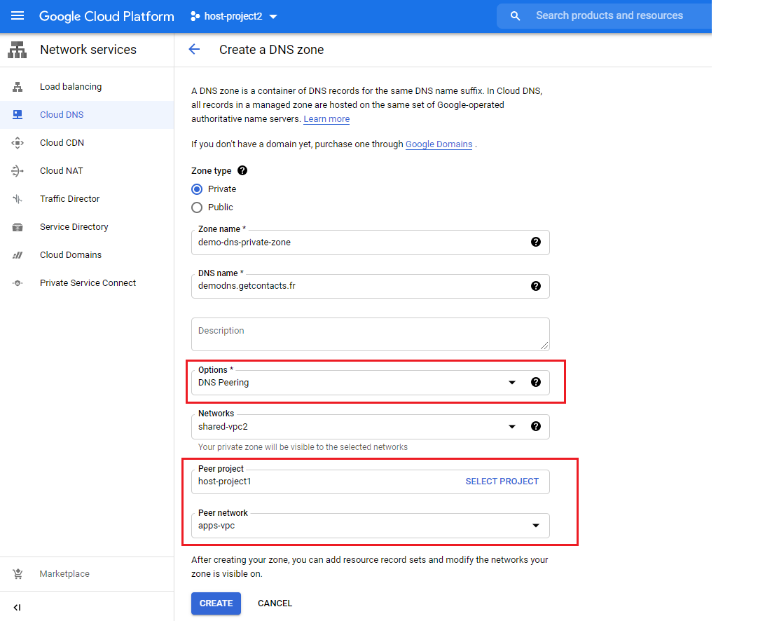 Cloud DNS Peering