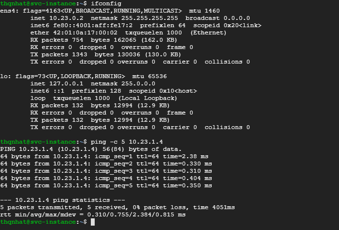 test connectivity between service project and host project 2