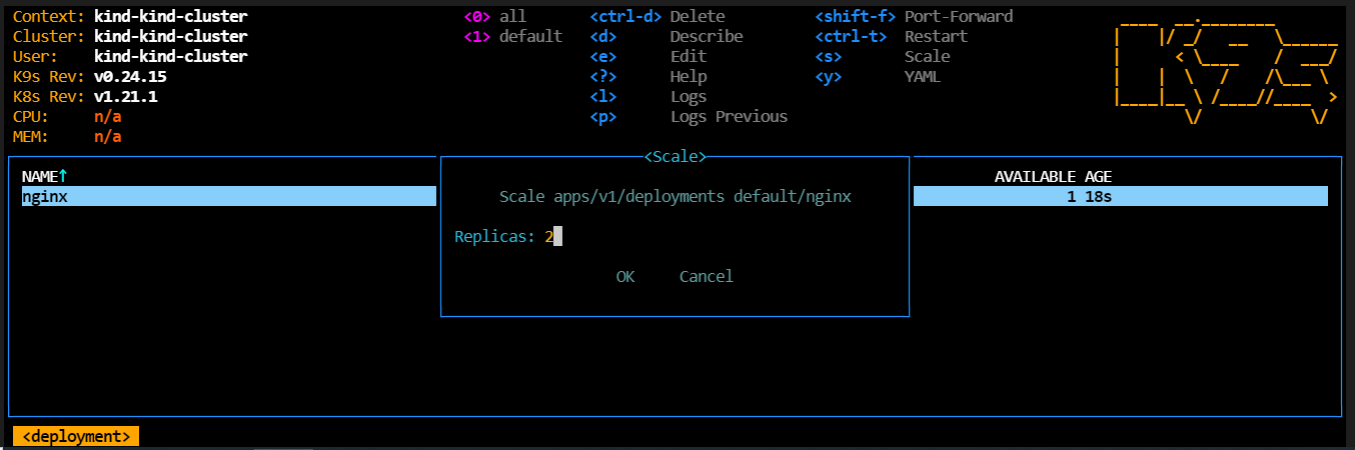 k9s scale deploy