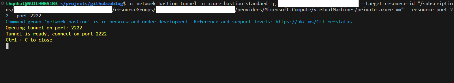 Create tunnel via AZ CLI