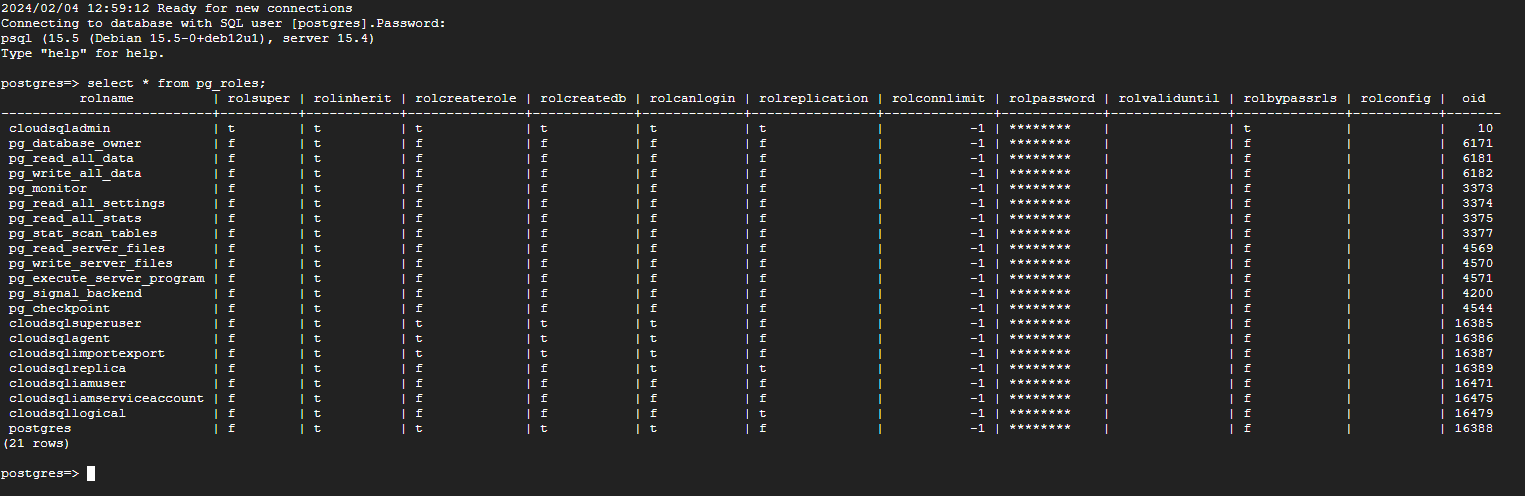 Connection success to CloudSQL